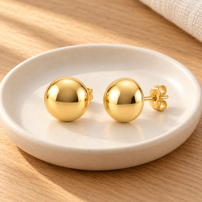 Avelissesw Gold-Tone Classic Ball Stud Earrings