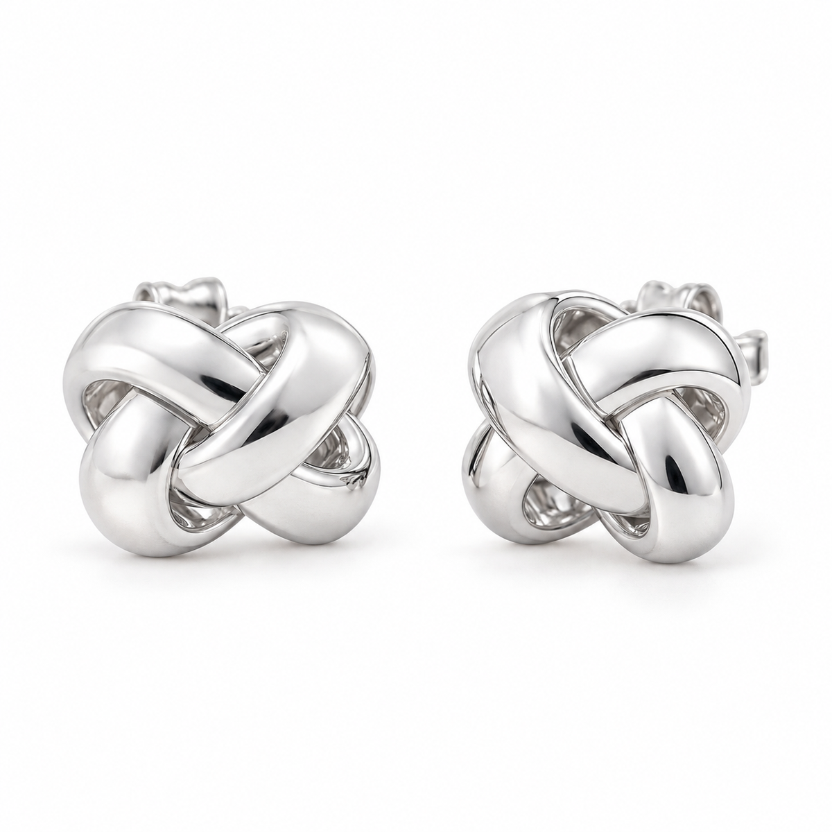 Avelissesw Silver-Tone Knotted Stud Earrings
