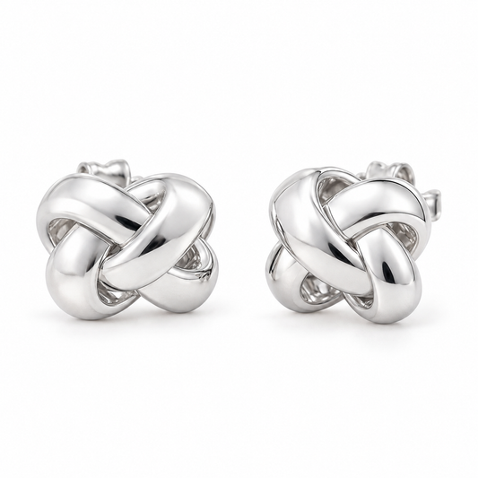Avelissesw Silver-Tone Knotted Stud Earrings