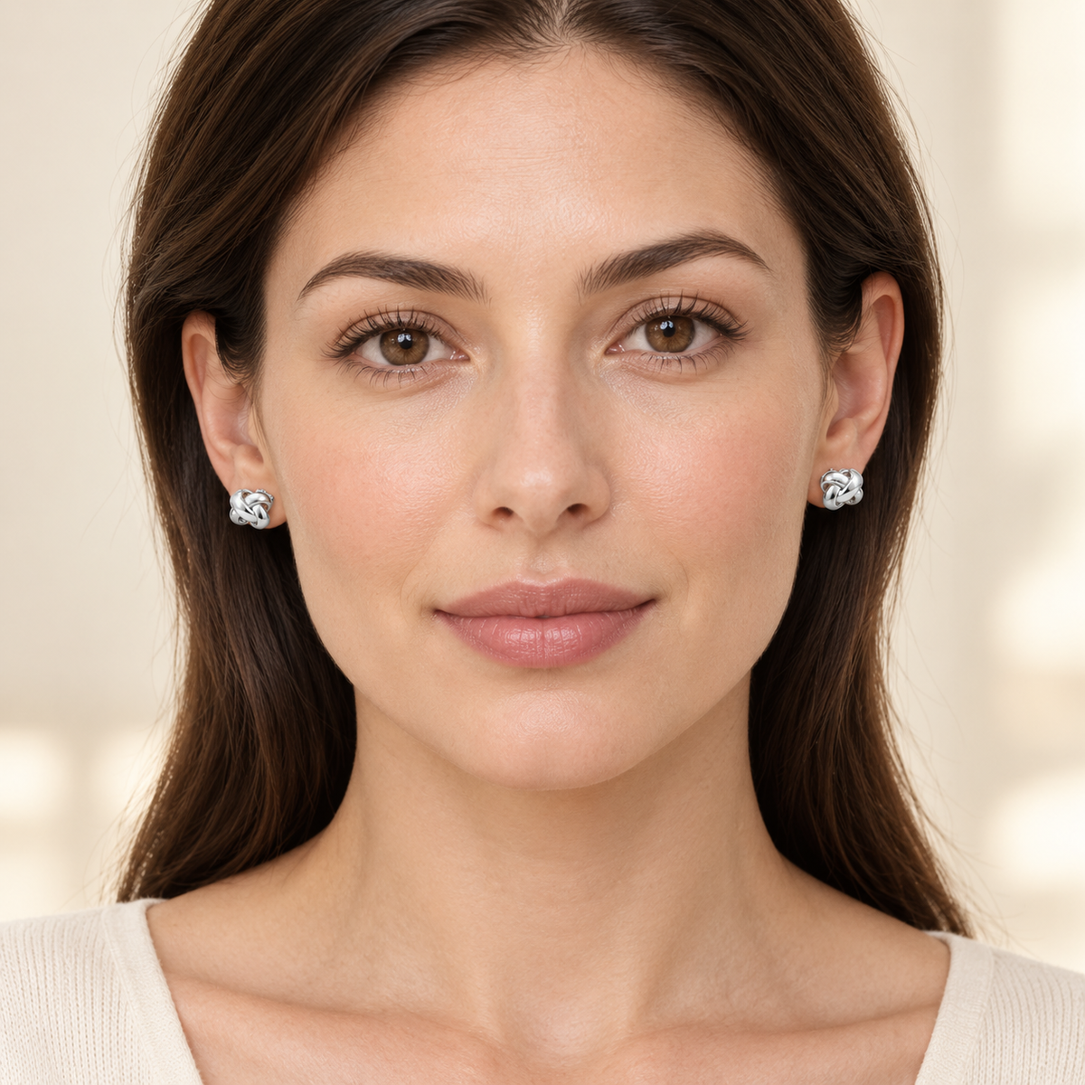 Avelissesw Silver-Tone Knotted Stud Earrings