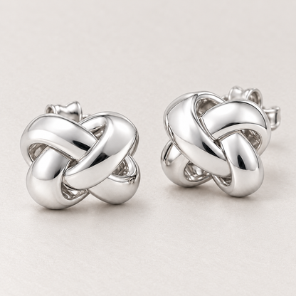 Avelissesw Silver-Tone Knotted Stud Earrings