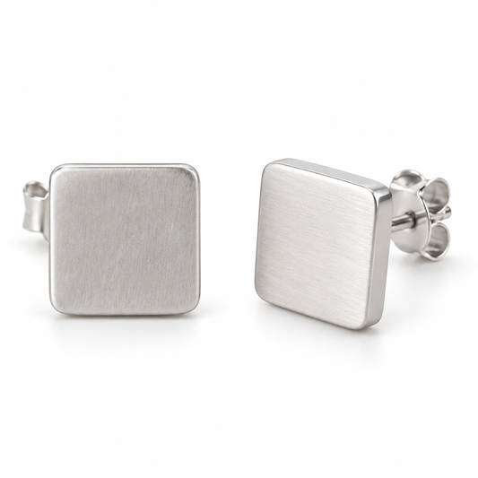 Avelissesw Silver-Tone Square Stud Earrings