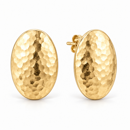 Avelissesw Gold-Tone Hammered Oval Stud Earrings