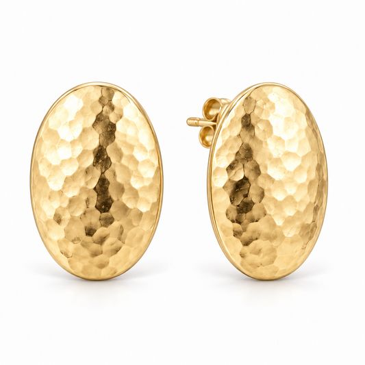 Avelissesw Gold-Tone Hammered Oval Stud Earrings