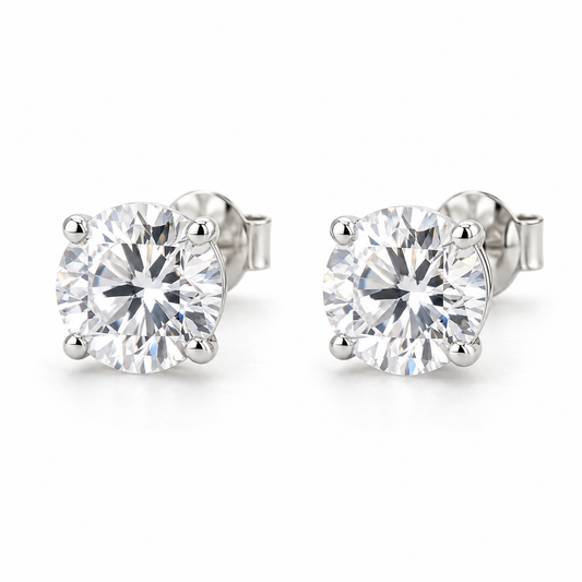 Avelissesw Silver-Tone Crystal-Look Round Stud Earrings