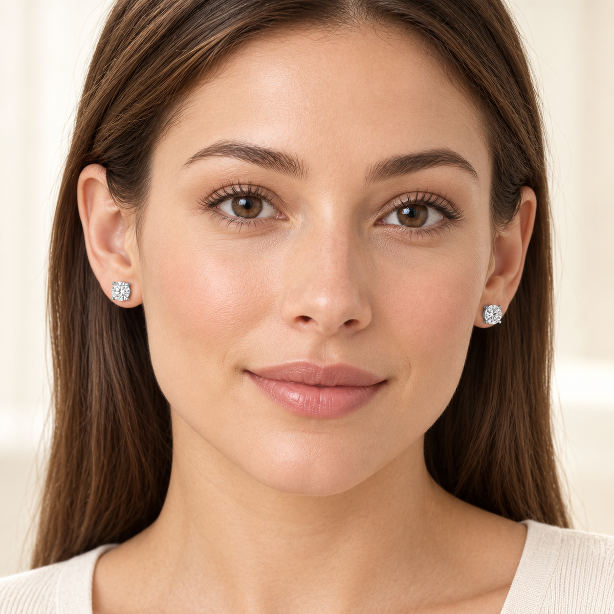 Avelissesw Silver-Tone Crystal-Look Round Stud Earrings