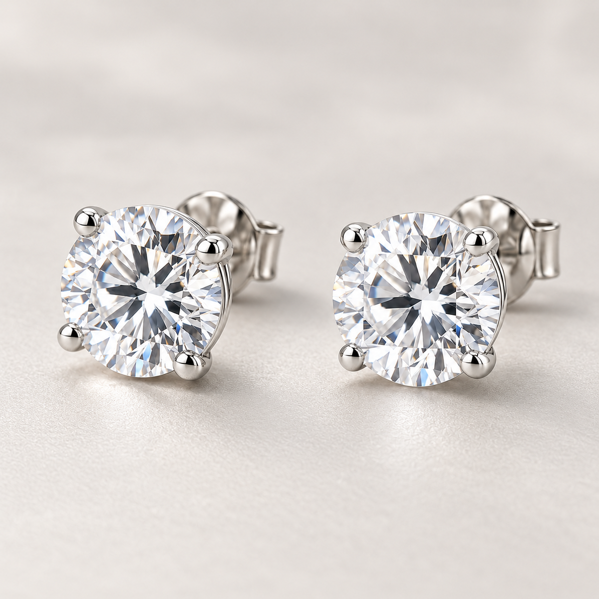Avelissesw Silver-Tone Crystal-Look Round Stud Earrings