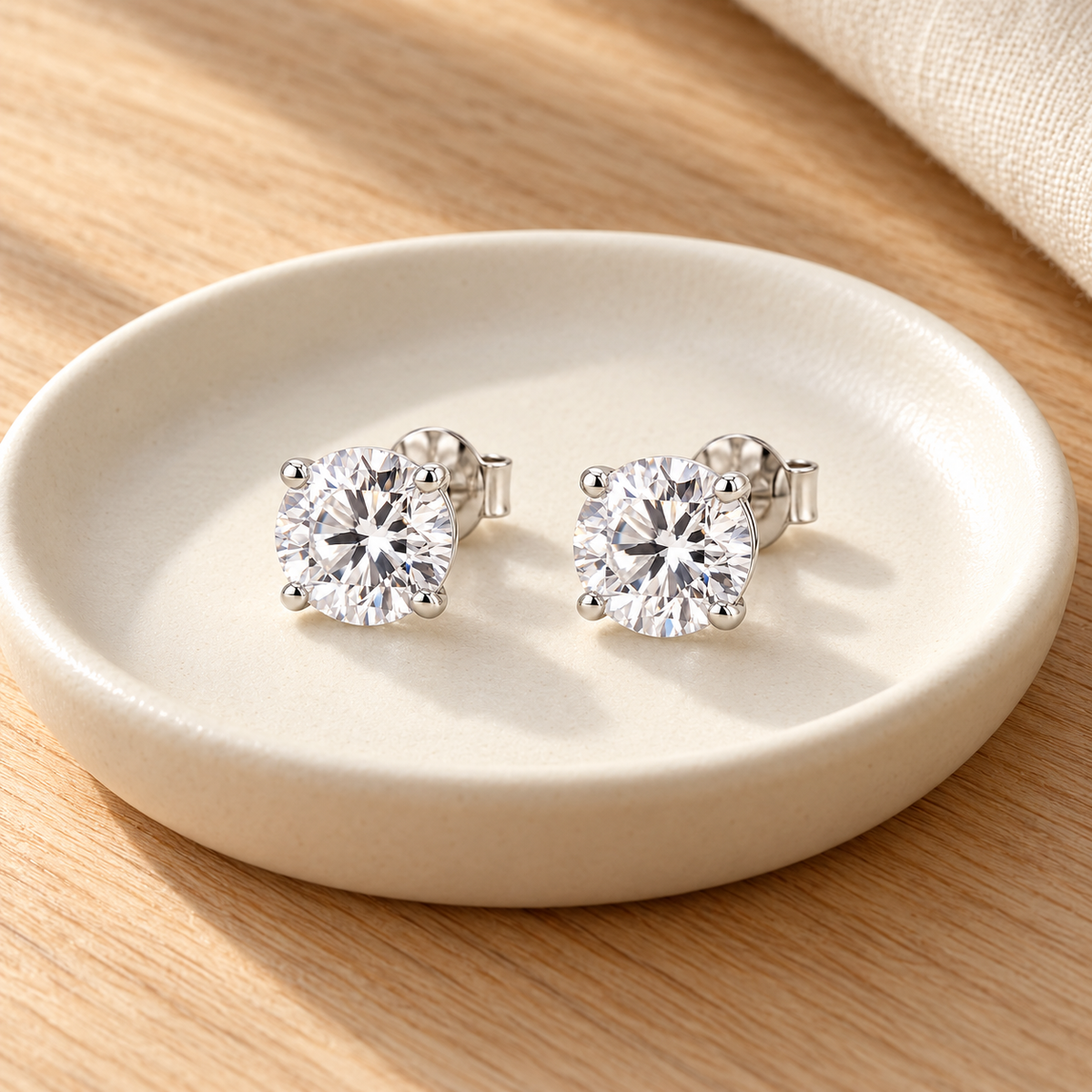Avelissesw Silver-Tone Crystal-Look Round Stud Earrings