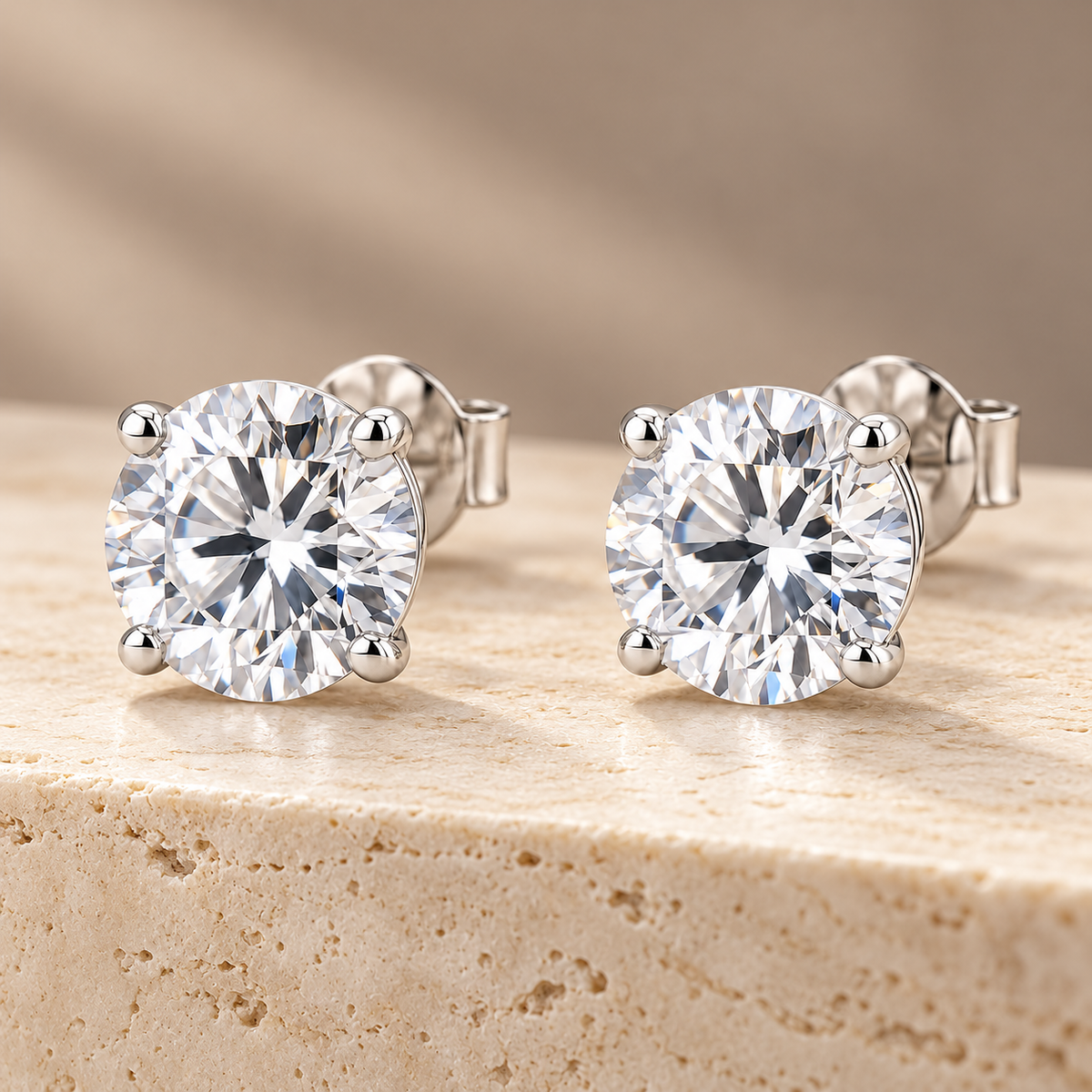 Avelissesw Silver-Tone Crystal-Look Round Stud Earrings