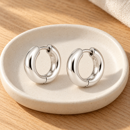 Avelissesw Silver-Tone Chunky Hoop Earrings