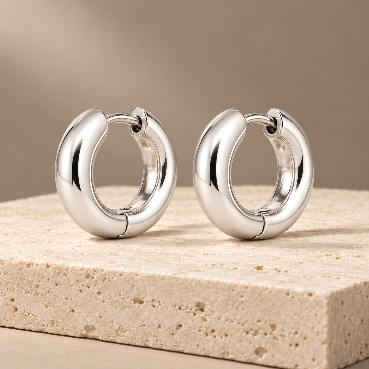 Avelissesw Silver-Tone Chunky Hoop Earrings