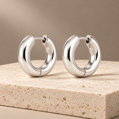 Avelissesw Silver-Tone Chunky Hoop Earrings