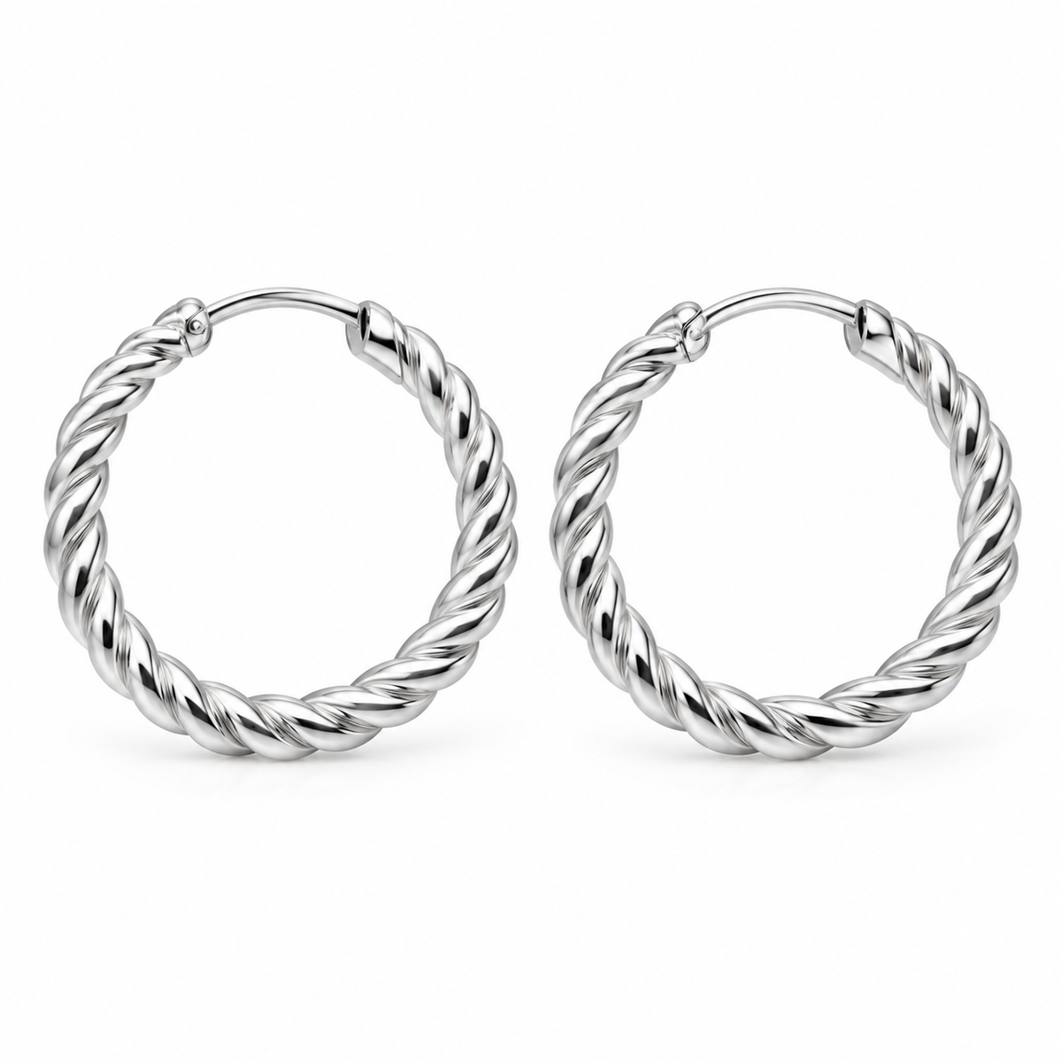 Avelissesw Silver-Tone Twisted Hoop Earrings