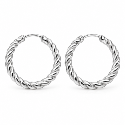 Avelissesw Silver-Tone Twisted Hoop Earrings