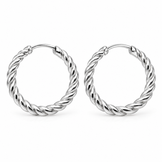 Avelissesw Silver-Tone Twisted Hoop Earrings