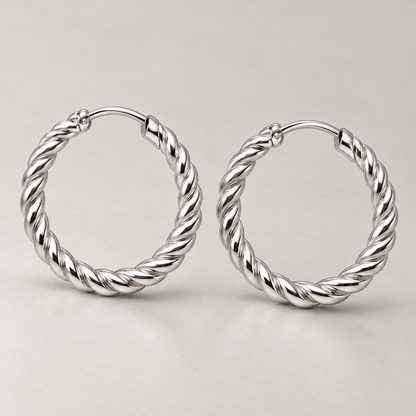 Avelissesw Silver-Tone Twisted Hoop Earrings