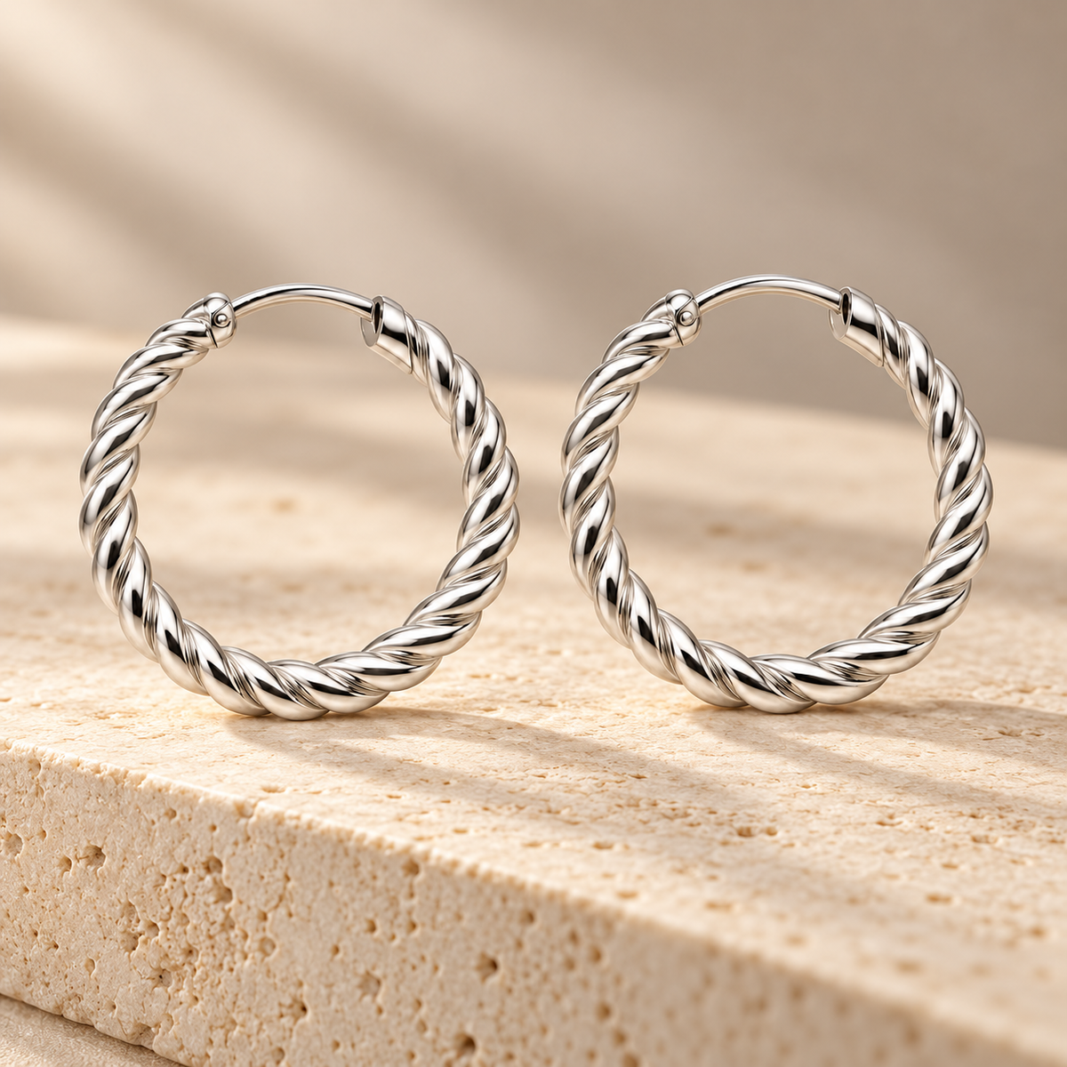 Avelissesw Silver-Tone Twisted Hoop Earrings
