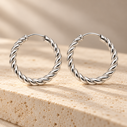 Avelissesw Silver-Tone Twisted Hoop Earrings