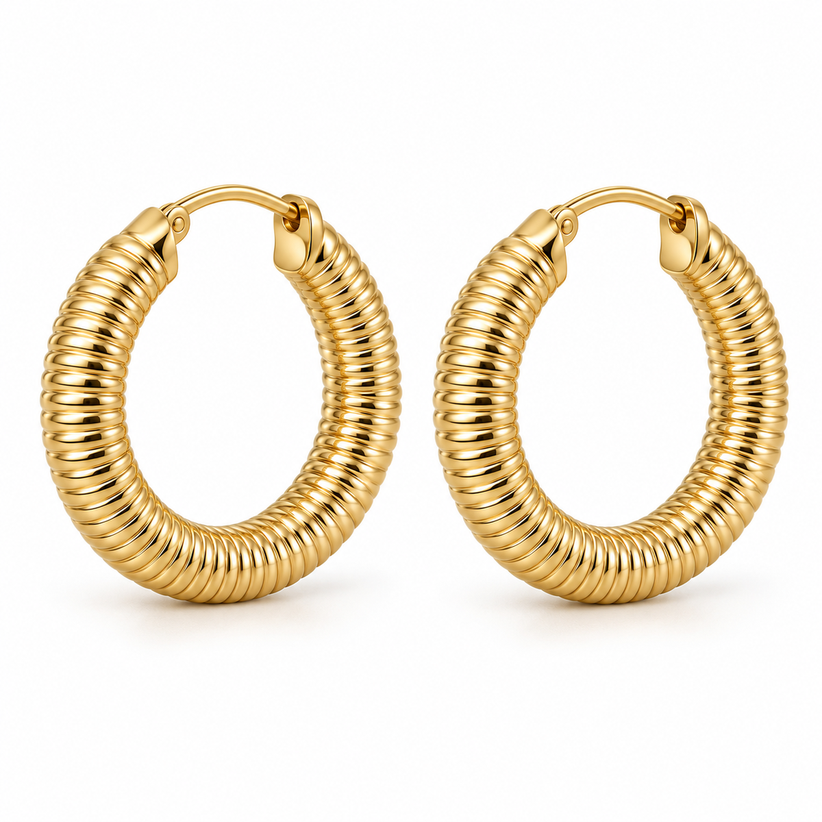 Avelissesw Gold-Tone Ribbed Hoop Earrings