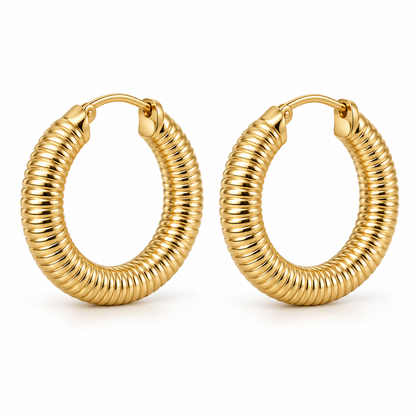 Avelissesw Gold-Tone Ribbed Hoop Earrings