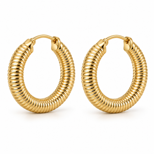 Avelissesw Gold-Tone Ribbed Hoop Earrings