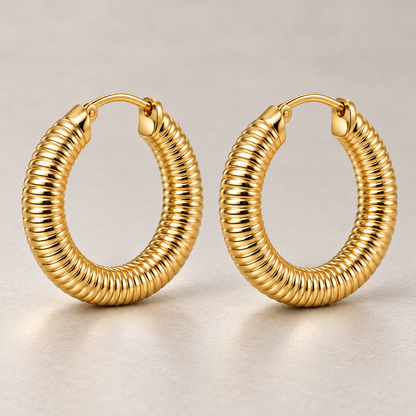 Avelissesw Gold-Tone Ribbed Hoop Earrings