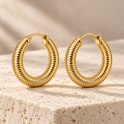 Avelissesw Gold-Tone Ribbed Hoop Earrings
