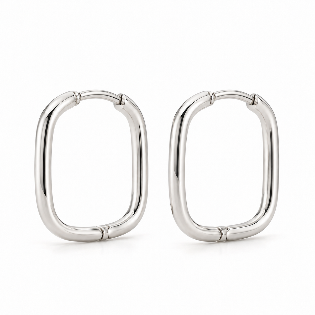 Avelissesw Silver-Tone Rounded Square Hoop Earrings