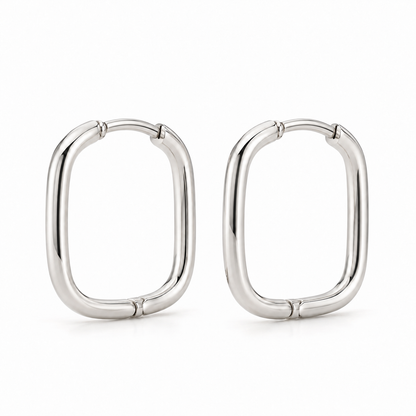 Avelissesw Silver-Tone Rounded Square Hoop Earrings