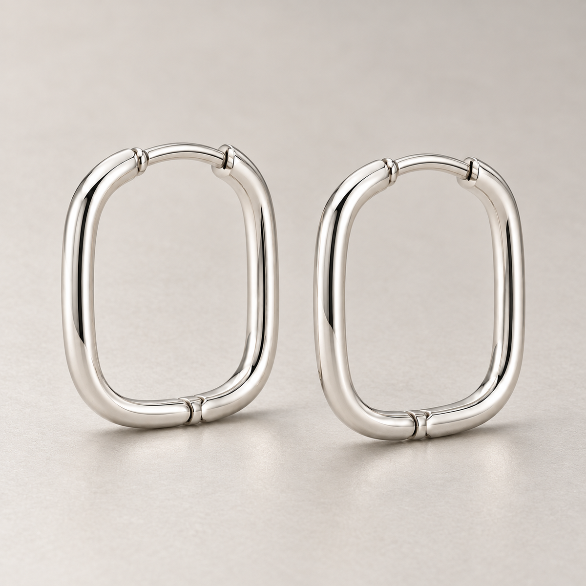 Avelissesw Silver-Tone Rounded Square Hoop Earrings