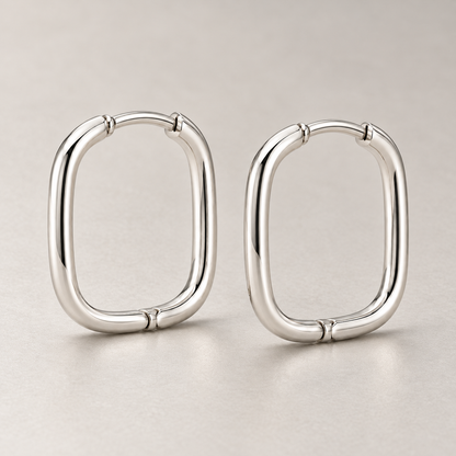 Avelissesw Silver-Tone Rounded Square Hoop Earrings
