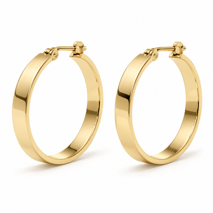 Avelissesw Gold-Tone Flat Hoop Earrings