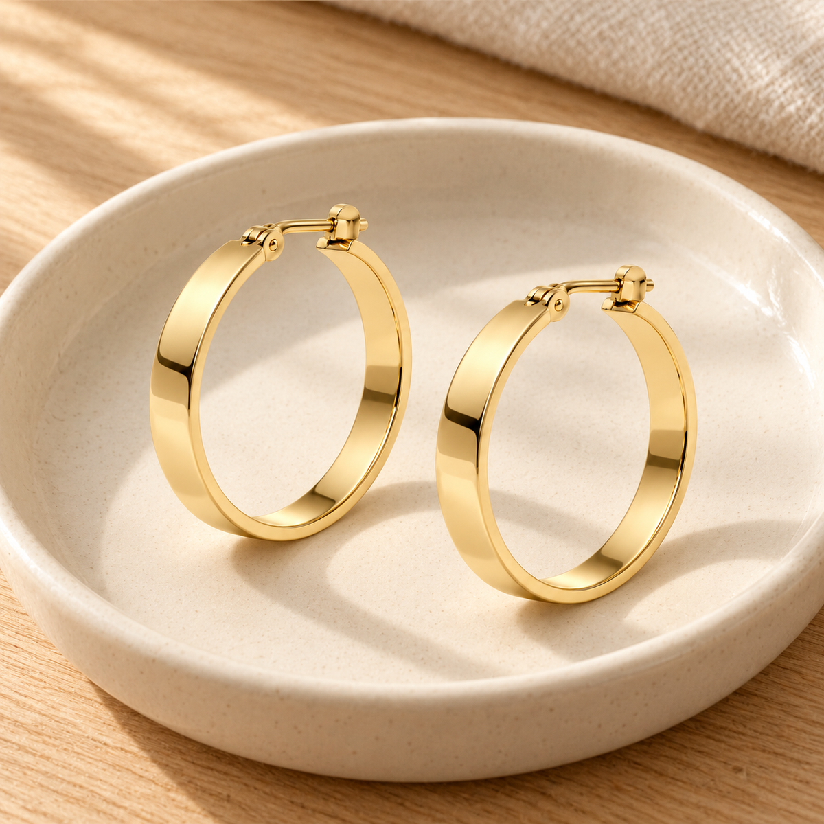 Avelissesw Gold-Tone Flat Hoop Earrings