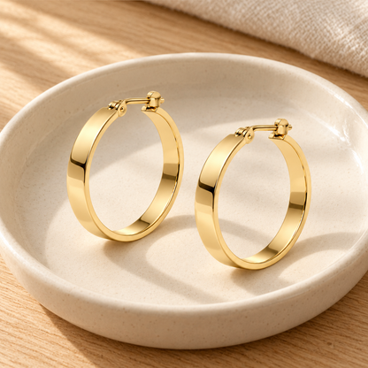 Avelissesw Gold-Tone Flat Hoop Earrings