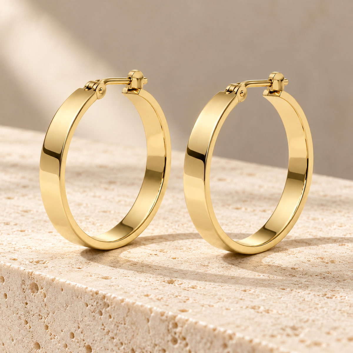 Avelissesw Gold-Tone Flat Hoop Earrings