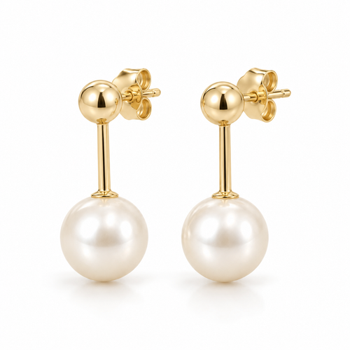 Avelissesw Gold-Tone Pearl-Look Drop Stud Earrings