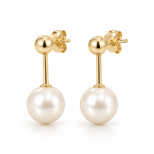 Avelissesw Gold-Tone Pearl-Look Drop Stud Earrings