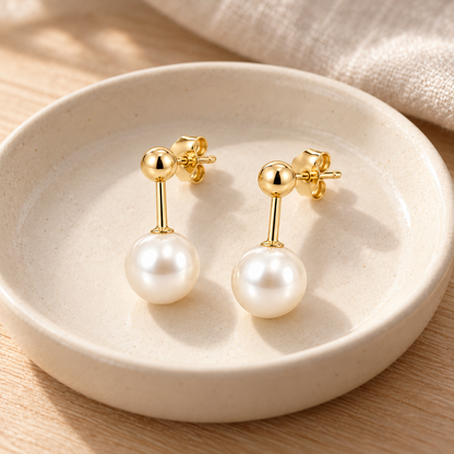 Avelissesw Gold-Tone Pearl-Look Drop Stud Earrings