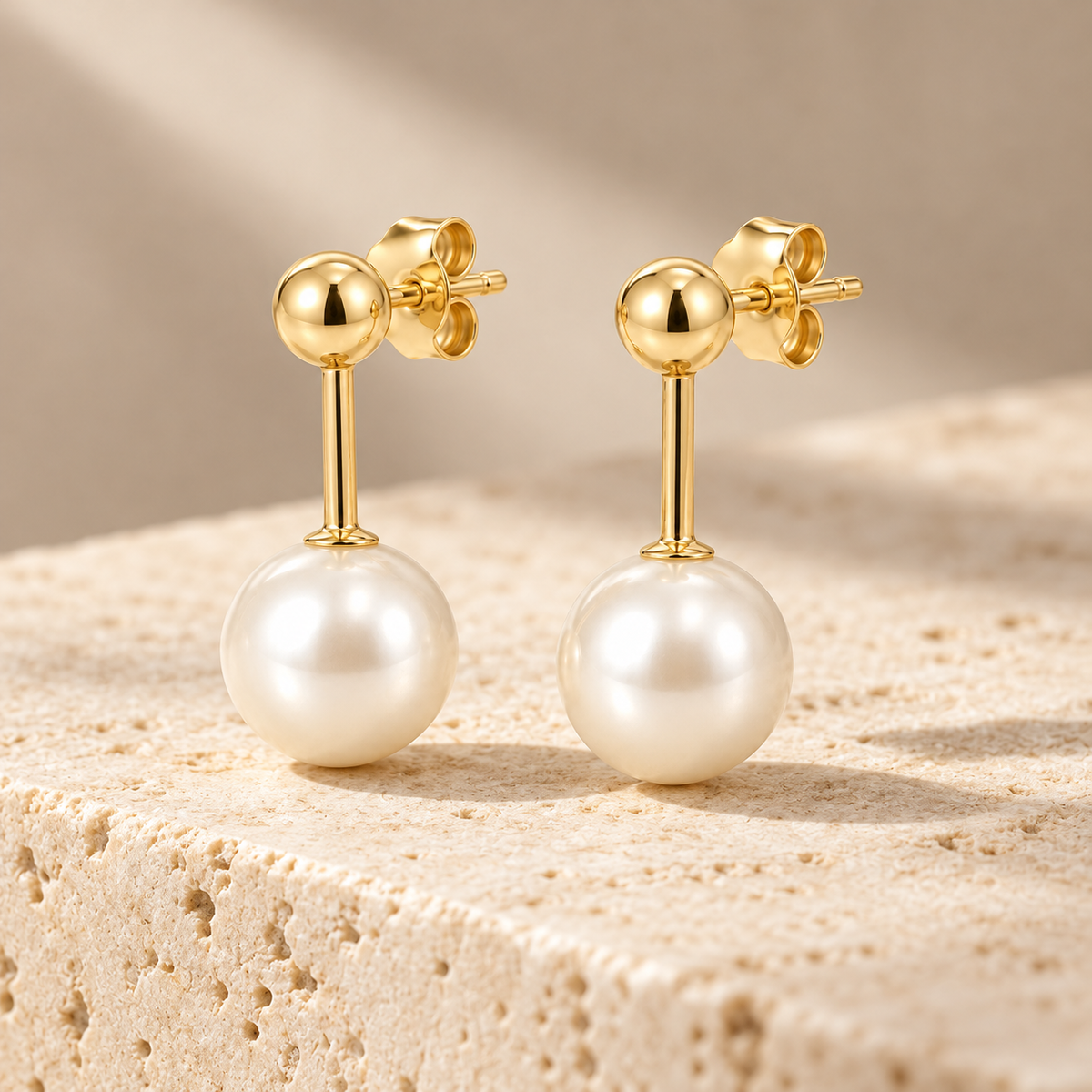 Avelissesw Gold-Tone Pearl-Look Drop Stud Earrings
