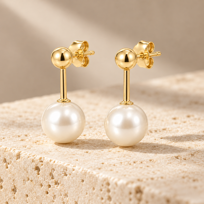 Avelissesw Gold-Tone Pearl-Look Drop Stud Earrings