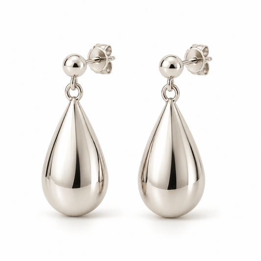 Avelissesw Silver-Tone Teardrop Dangle Stud Earrings