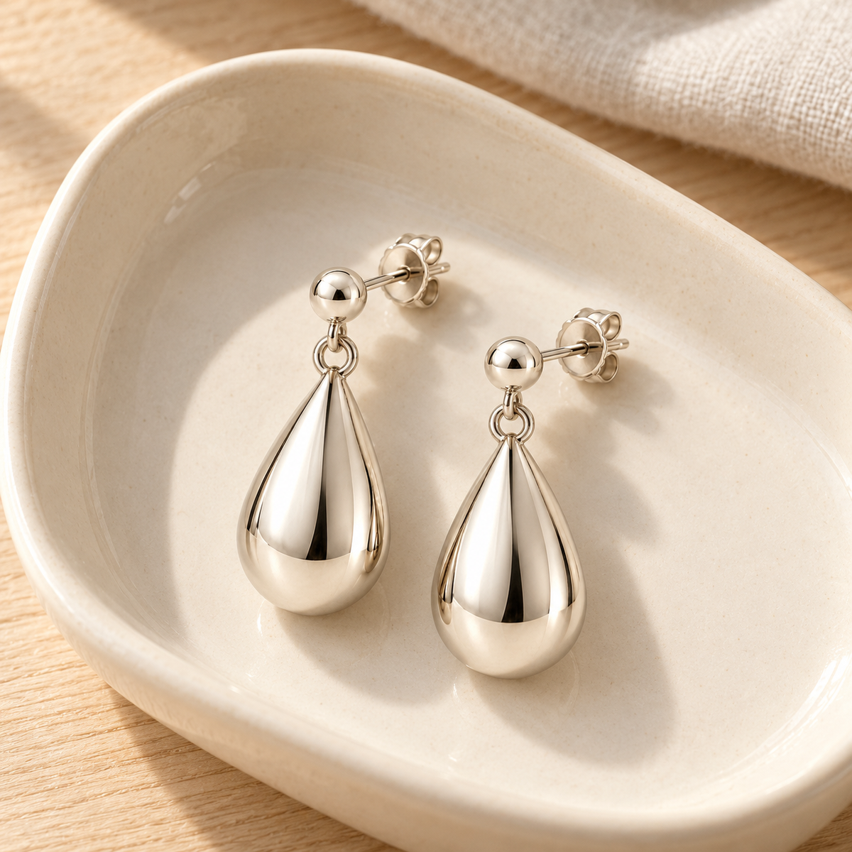 Avelissesw Silver-Tone Teardrop Dangle Stud Earrings