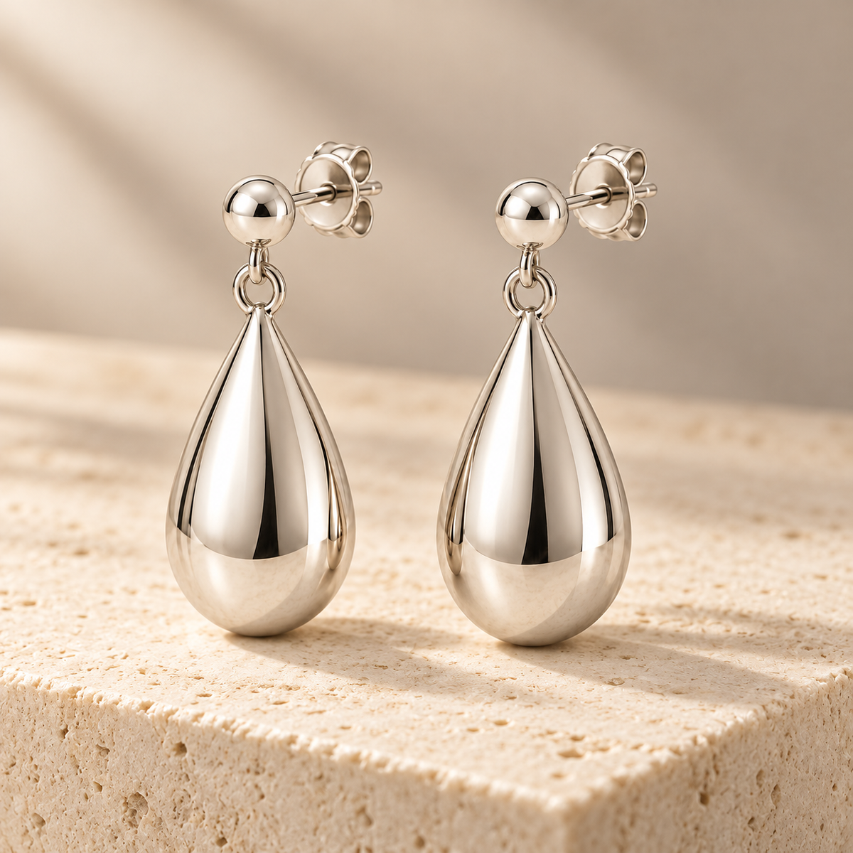 Avelissesw Silver-Tone Teardrop Dangle Stud Earrings