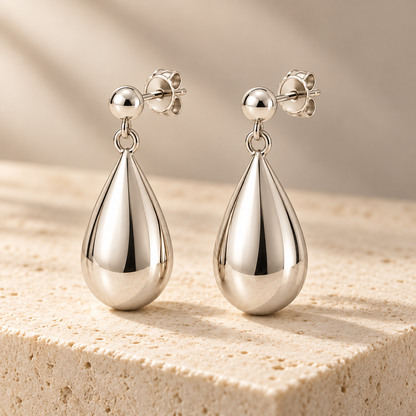Avelissesw Silver-Tone Teardrop Dangle Stud Earrings