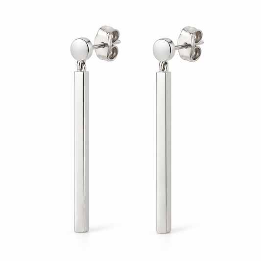 Avelissesw Silver-Tone Minimal Bar Dangle Stud Earrings