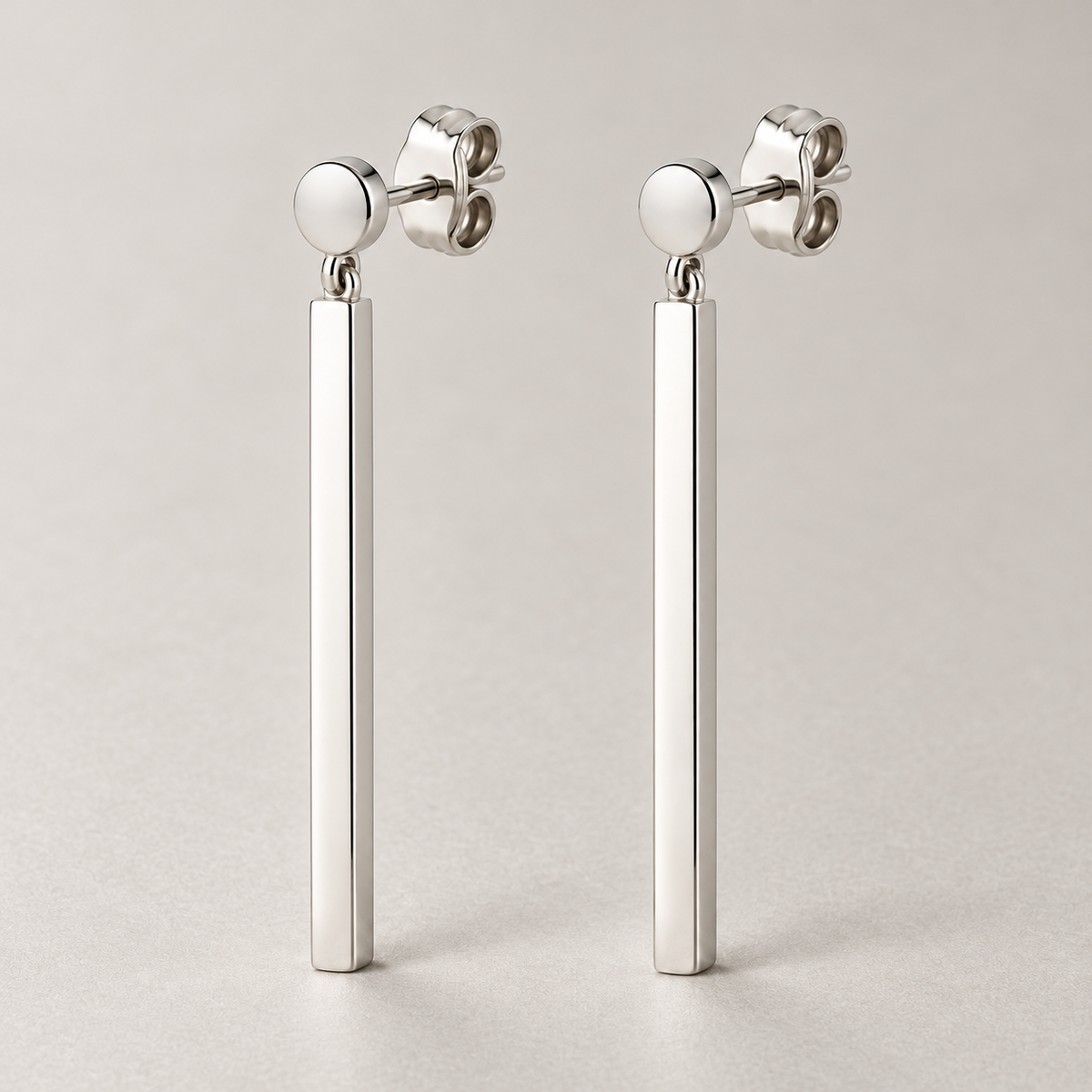 Avelissesw Silver-Tone Minimal Bar Dangle Stud Earrings