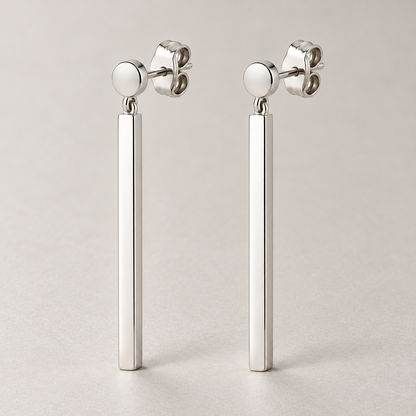 Avelissesw Silver-Tone Minimal Bar Dangle Stud Earrings