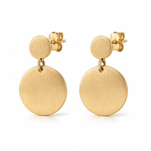 Avelissesw Gold-Tone Double Disc Dangle Stud Earrings