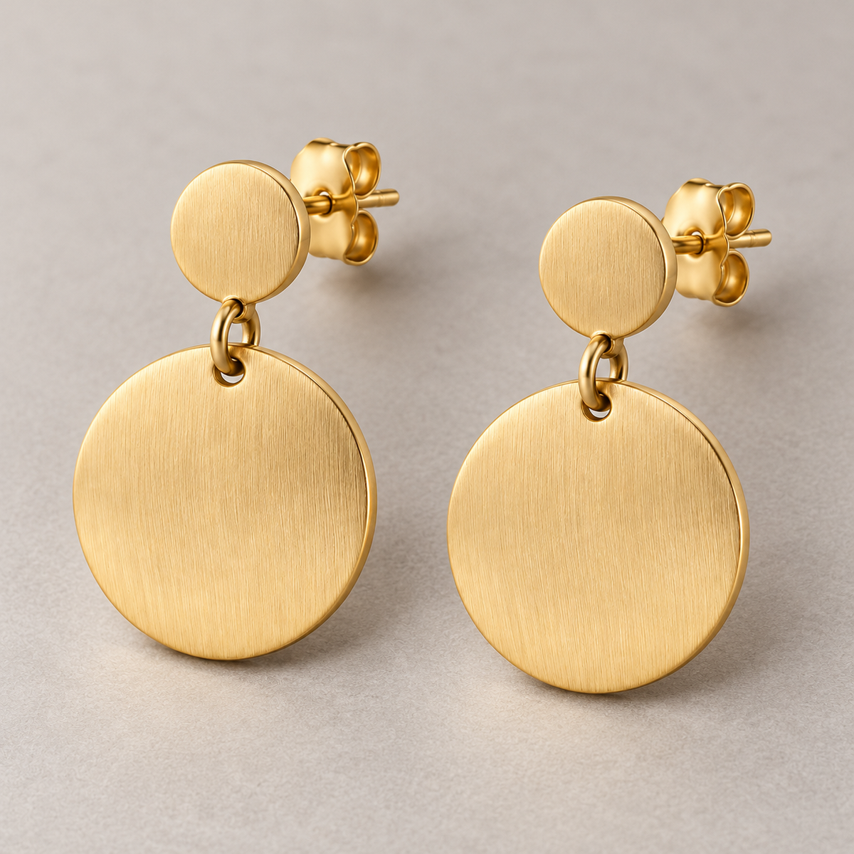 Avelissesw Gold-Tone Double Disc Dangle Stud Earrings
