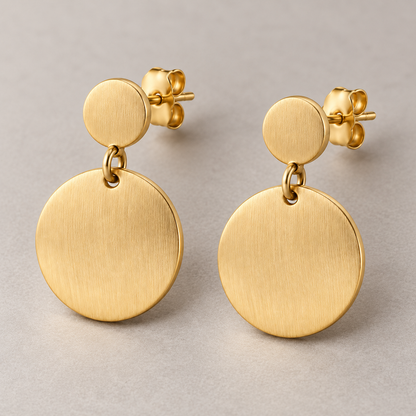 Avelissesw Gold-Tone Double Disc Dangle Stud Earrings